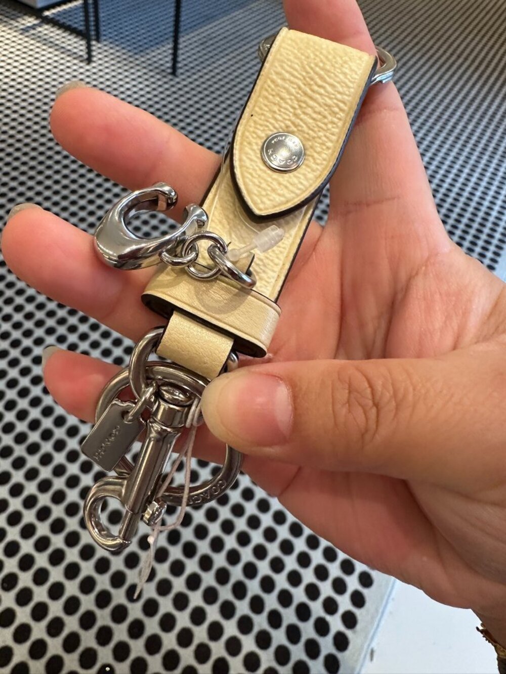 NWT! Coach CAU86 Trigger Snap Bag Charm Key Chain In Yellow/Silver